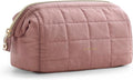 BAGSMART Makeup Bag Travel Toiletry Bag, Wide-open Zipper Pouch, Dark Pink | Puffy Padded, Travel Essentials, Make Up Bag, For Women, Makeup Organizer, Toiletries Accessories Brushes by BAGSMART