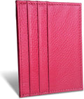 WOXVM Credit Card Holder Wallet RFID Blocking Slim Credit Card Cases Holder Premium Leather Minimalist Front Pocket Small Wallet with 6 Card Slots and 1 Pockets for Men Women (Rose Red) by WOXVM
