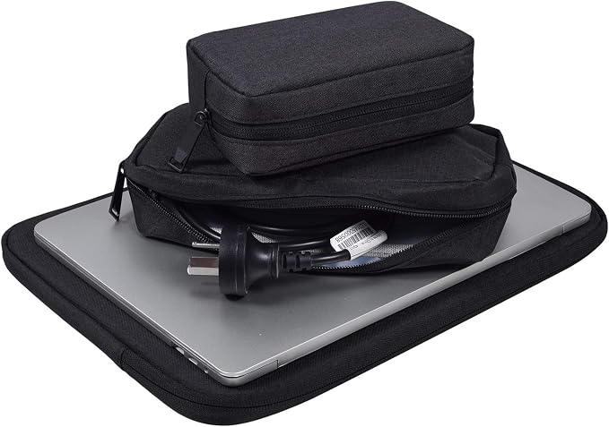 dealcase Canvas Waterproof Universal Electronic Accessories Organizer for Power Bank,Charging Cords,Chargers,Mouse,USB Cable,Earphones and More Out-going, Business Travel Gadget Bag,Black(Small+Big) - Image 6