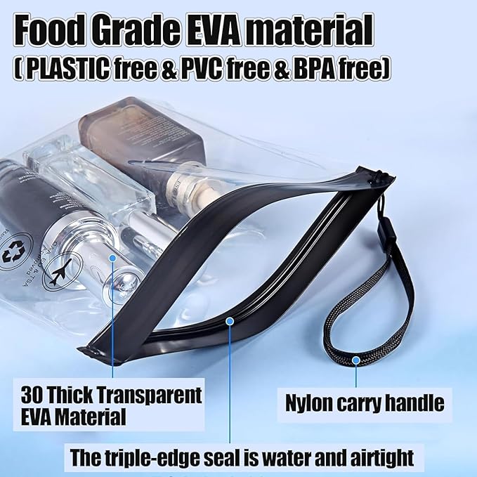 5Pcs TSA Approved Toiletry Bag-Quart Size Travel Bag for EU UK & US Carry-on Regulations Security, Quart Clear Toiletries, Cosmetic and 3-1-1 Liquids Toiletry Bag (Waterproof & Leakproof) - Image 3