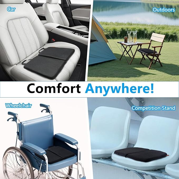 Travel Seat Cushion for Comfort Foldable Airplane Seat Cushion for Airpline, Truck, Stadium, Office,Wheelchair (Black) - Image 8