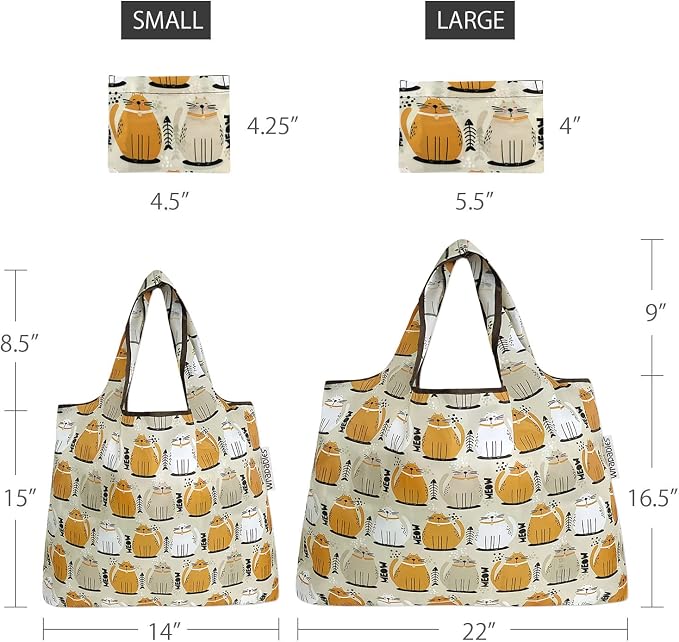 allydrew Large Foldable Tote Nylon Reusable Grocery Bags - Image 3