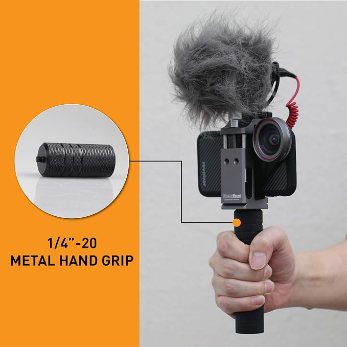 Cinema Mount Mini Smartphone Rig & Aluminum Alloy Grip Handle, Cell Phone Tripod Adapter, Standard Cold Shoe Mount, Tripod Mount, Fit Arca Swiss Compatible with iPhone 11 12 Pro Max - Image 5