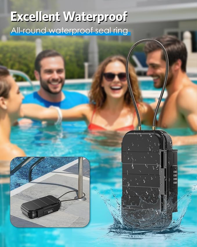 AMIR Portable Safe Box, Combination Security Case LockBox with Code, Waterproof Anti-Theft Mini Travel Safe Box with Removable Chain, Portable Lock Box for Home, Office, Christmas - Image 2
