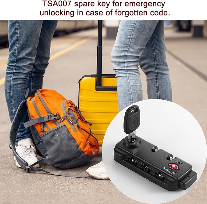 TSA Approved Combination Lock, 2 PCS | Suitable for Luggage, Backpacks, Handbags, With 2 PCS Spare TSA-007 KEY - Image 5
