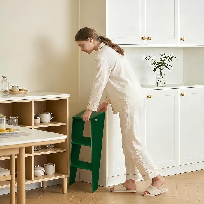 HOTEAGLE Modern Folding Chair - Multifunctional Design Doubles as Step Stool & Storage Shelf, Sturdy Engineering Plastic for Kitchen, Dining & Bistro,Green - Image 8