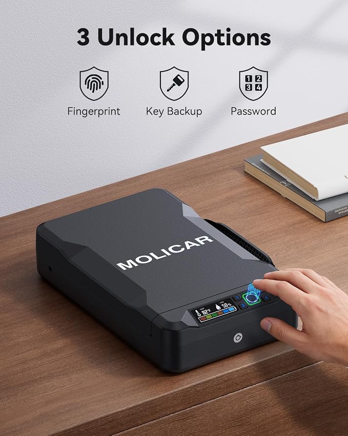 Car Gun Safe Small Biometric Pistol Safe Handheld Portable Fingerprint Gun Lock Box for Travel Nightstand Bedside - Image 5