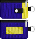 Minimalist RFID Blocking Small Wallet with ID Window,WaterResistant Zip Id Case Wallet with Lanyard Keychain for Cards,Cash,Travel,Women,Men (Sapphire Blue/Lemon Yellow) by CCUMI
