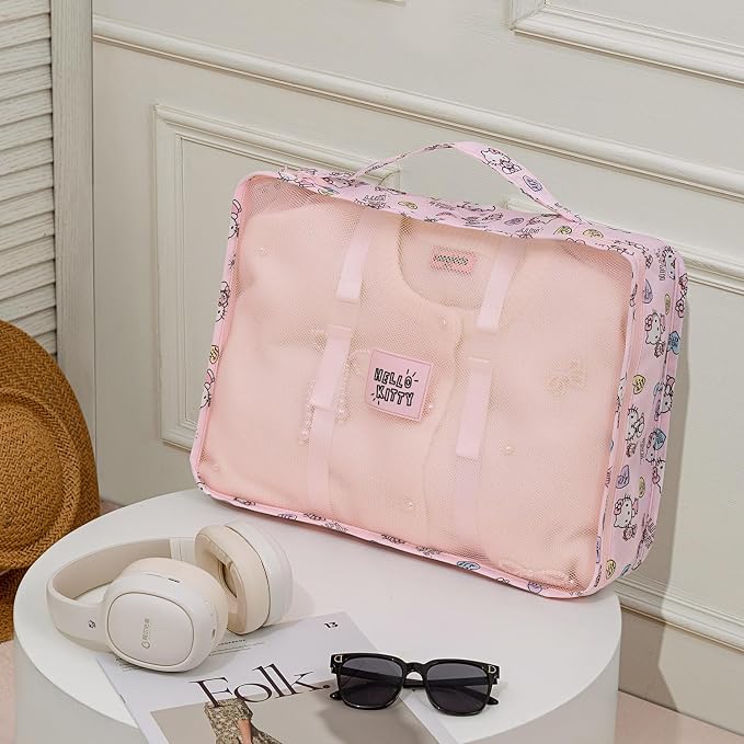 AmBealla 6 Set Travel Organizer,Packing Cubes for Travel Luggage Organizer Bags,Waterproof Pink Twill,Cute Packing Organizers for Business/Vacation,Women's Clothes Storage - Image 8