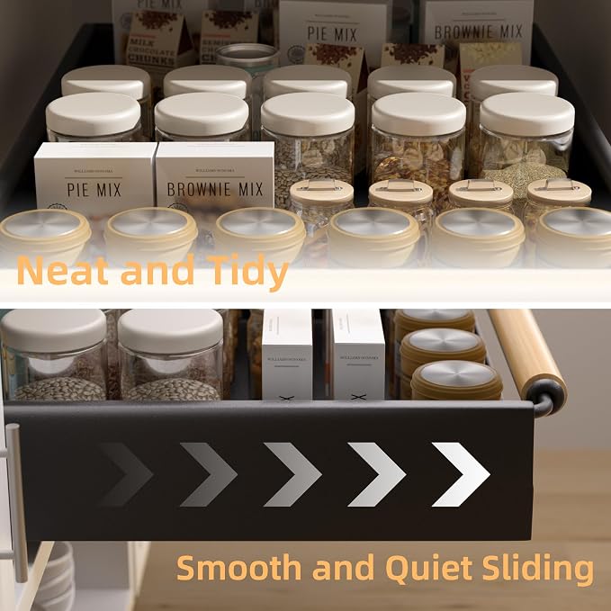 Pull Out Cabinet Organizer, 15.3'' Deep Expandable Slide Out Cabinet Organizer Fixed with Adhesive Nano Film, Slide Out Drawers Pull Out Tray for Cabinet in Kitchen, Pantry, Bathroom, Black - Image 9