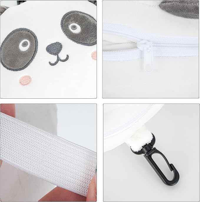 U Scinan Cute Animal 2-in-1 Travel Pillow and Eye Mask – Portable Neck Pillow with Adjustable Strap, Soft Plush Support for Airplane, Car, Train(Panda) - Image 5