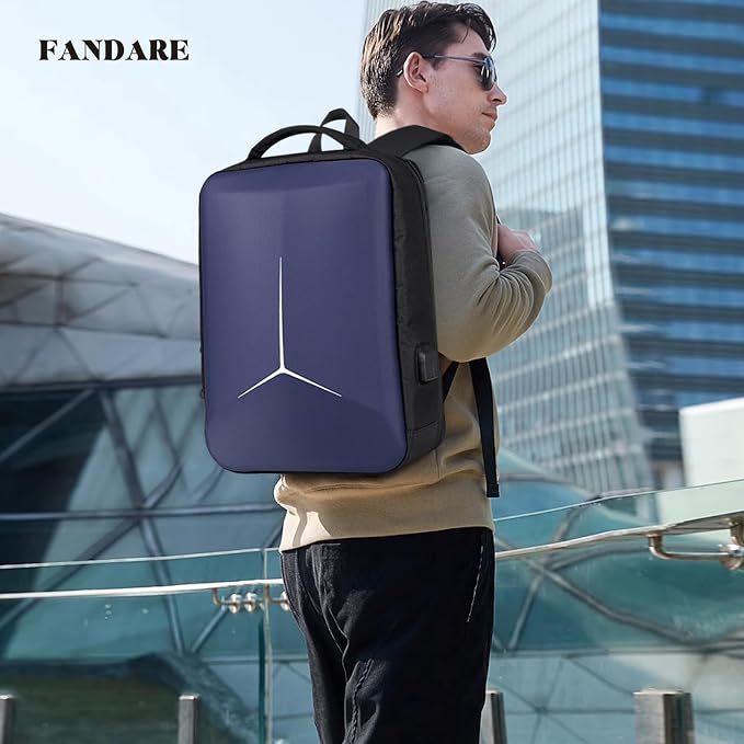 FANDARE Anti-theft Laptop Business Backpack Durable Backpack with USB Daypack 180-degree opening Travel Cabin Rucksack Work Bag Water Resistant Rucksack Work for Men & Women Blue - Image 2