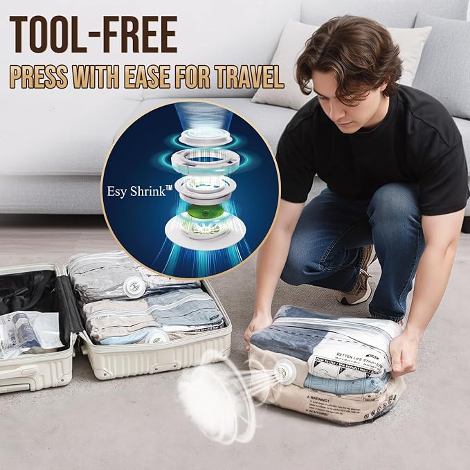 TAILI 8 Pack Cube Vacuum Storage Bags, Medium Size (25x19x11 inch), Clear | Vacuum Seal Bags for Clothing, No Pump Compression Packing Cube for Blanket, Baby Clothes, Space Saver for Home Storage - Image 4