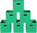 Green Foldable Storage Bins, 11x11x11, Set of 6, (Fabric Cube Organizer with Handle, for Cloth or Accessory Storage) by Yunkeeper