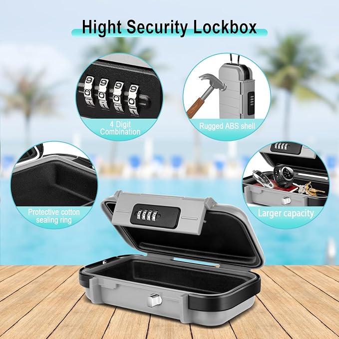BKNOOU Portable Travel Safe with Removable Chain, Anti-Theft Beach Safe Box, Waterproof Combination Lock Box for Travel, Dorm, Beach, Hotel, Car, Home, Office - Image 6