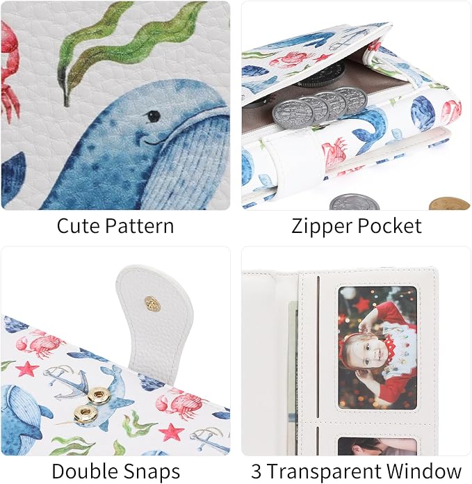 GOIACII Women's Wallet RFID Blocking Large Capacity Card Holder Ladies Phone Clutch Travel Long Purse Whale Print - Image 7