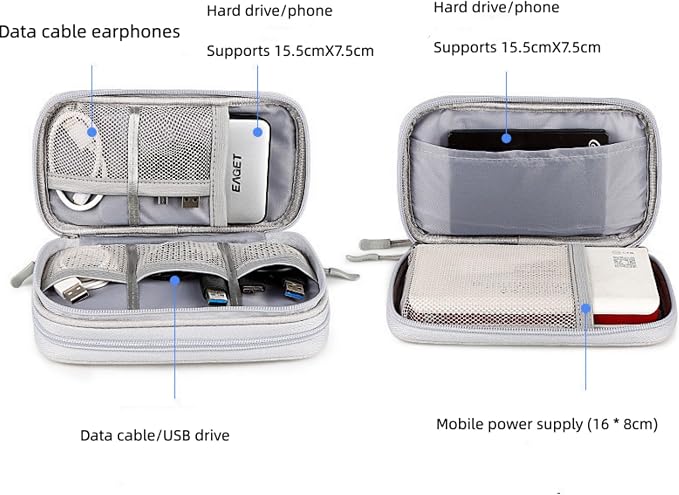 Electronic Organizer Travel Cable Accessories BagPouch Portable Waterproof Storage Bag Electronic Organizer Case for Cable, Mouse,USB Cable,Power Bank,Cord, Charger, Phone, Earphone - Image 2