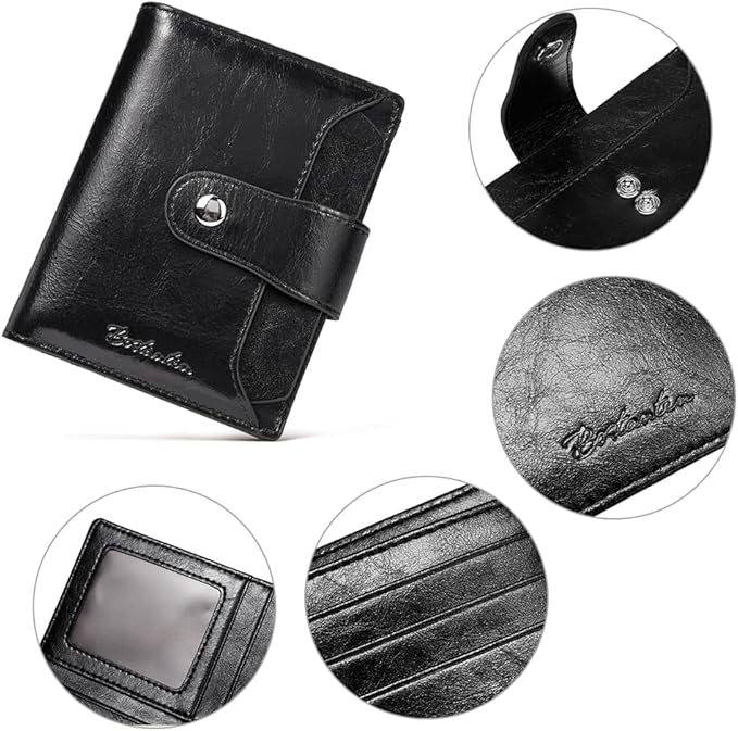 BOSTANTEN Leather Womens Wallet Small RFID Blocking Credit Card Holder | Removable ID Window, Zipper Coin Pocket, Bifold, Minimalist, Fits Small Purses, Daily Use, Ladies Gifts, Black - Image 5