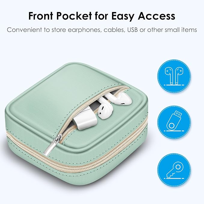 FINPAC Charger Case for MacBook, Small Electronic Organizer Pouch Bag | Portable Travel Storage for MacBook Power Adapter, Laptop Accessories, Magic Mouse, USB Drives, Gadgets, LightGreen - Image 4
