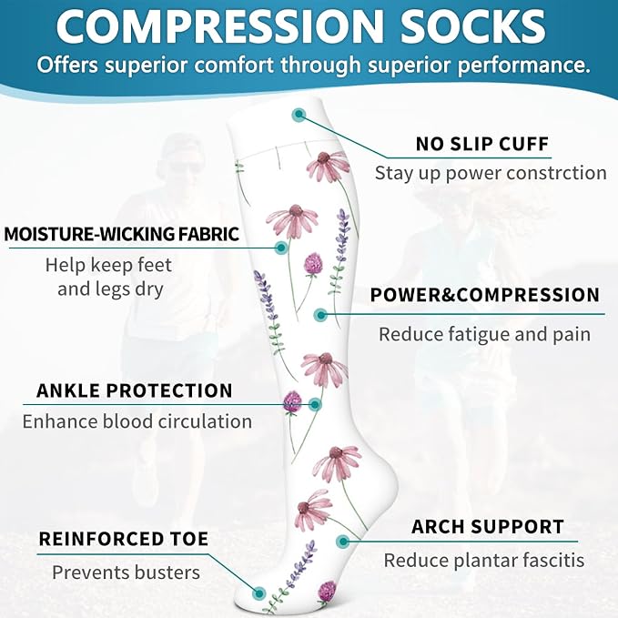 6 Pack Copper Compression Socks for Women and Men Circulation-Best Support for Medical,Running,Nursing,Athletic - Image 5
