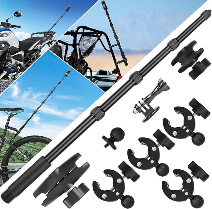 Motorcycle Mount Kit Compatible with Insta 360 X4 X5, Bike Handlebar Clamp Mounts for Gopro, 59" Invisible Selfie Stick with Double Clamp for Action Camera,Motorcycle Bicycle Riding Records by ChromLives