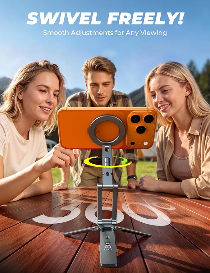 Lamicall for MagSafe Tripod Stand Dual-Side Magnet Camera Accessories Kits | 360° Upgraded Aluminum Magnetic Phone Tripod for iPhone 17/16/15 Pro Max Women Men Accessory Kits fit Vlog Silver - Image 2