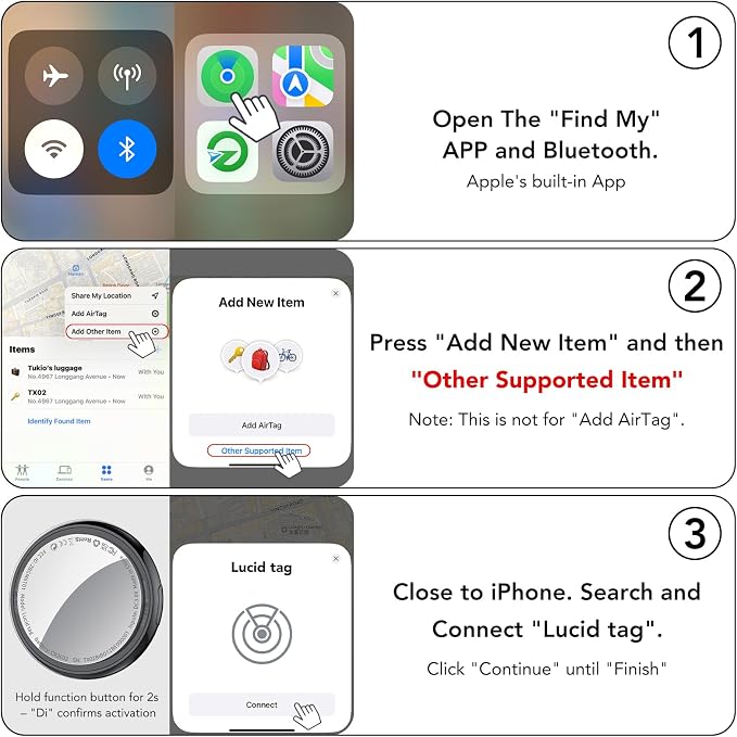 Air Tracker Tags-4 Pack (iOS Only), [Apple MFi Certified] Key Finder | Replaceable Battery Bluetooth Tracker Compatible with Apple Find My, Item Locator Smart Tag for Keys, Bag, Luggage and More - Image 7