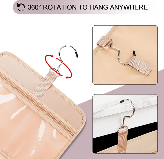 Travel Hanging Toiletry Bag for Women, with Jewelry Organizer Compartment, Medium Waterproof Hanging Makeup Accessories, Cosmetic Essentials, Toiletries Dopp Kit Set with Trolley Belt, Dark Purple - Image 8