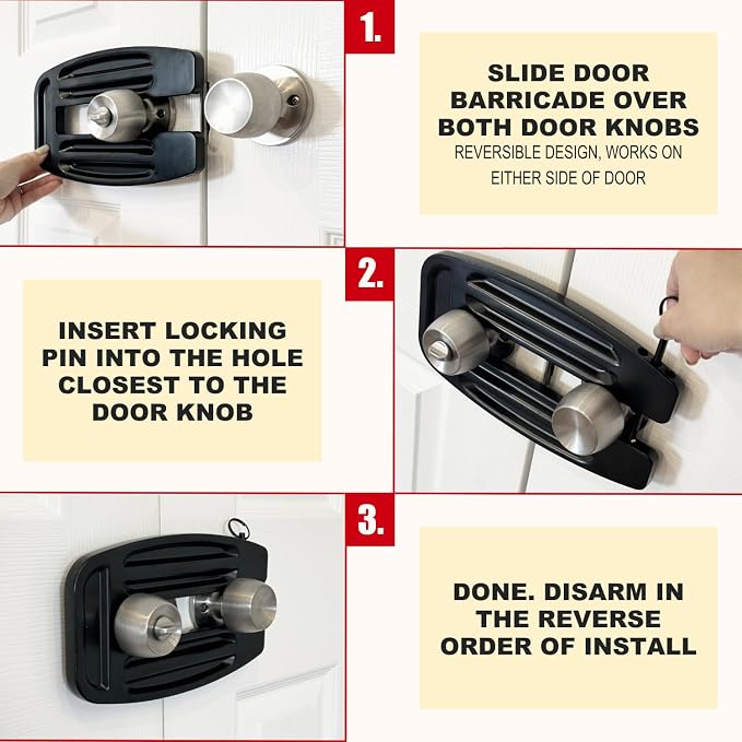 SecurityMan Double Door Lock - Solid 1/2" Unibody Aluminum Construction to Prevent Kick Ins - Adjustable Double Door Security Lock for French Doors Home Security - Image 6