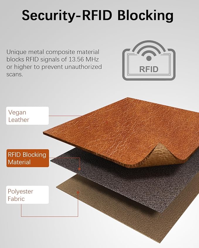 BOSTANTEN Womens Leather Wallet RFID Large Capacity Credit Card Holder | 4 ID Windows, 16 Card Slots, Zipper Coin Pocket, Clutch Wallet, Long Bifold, Ladies Gifts, Brown - Image 6