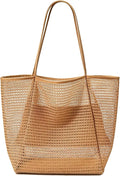Women's Large Mesh Beach Bag Tote–Waterproof Sandproof Foldable with Zipper Pockets for Summer Travel & Vacation by Unknown