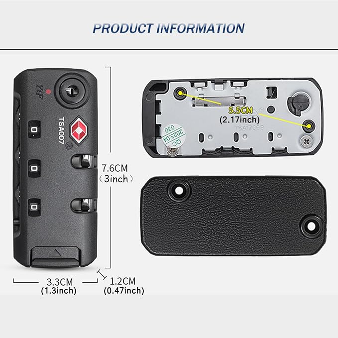 Travel Zipper TSA 007 Approved Luggage Code Lock, Backpack Anti Theft 3 Digit Combination Lock - Image 2