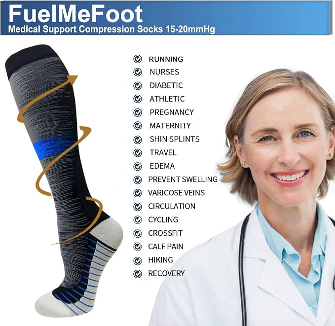 FuelMeFoot 3 Pack Copper Compression Socks - Compression Socks Women & Men Circulation - Best for Medical,Running,Athletic - Image 4