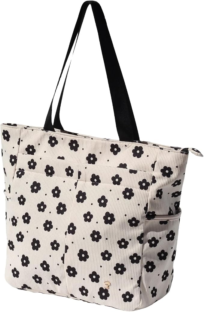 ESVAN Original Floral Tote Bag Large Shoulder Bag with Multi Pockets for Gym Travel Beach Daily Bags - Image 3