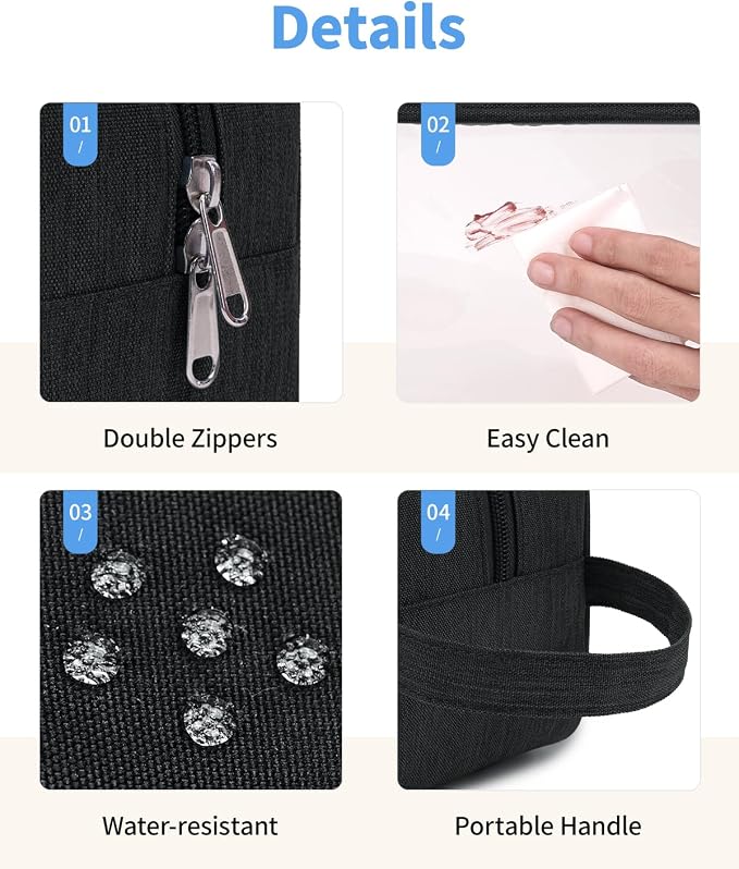 Narwey Clear Travel Toiletry Bags for Traveling Toiletries Men Women, Clear Makeup Bag Cosmetic Bag with Zipper, Make Up Pouch Organizer Bag with Handle, Skincare Beach Snack Medicine Bag, Black - Image 6