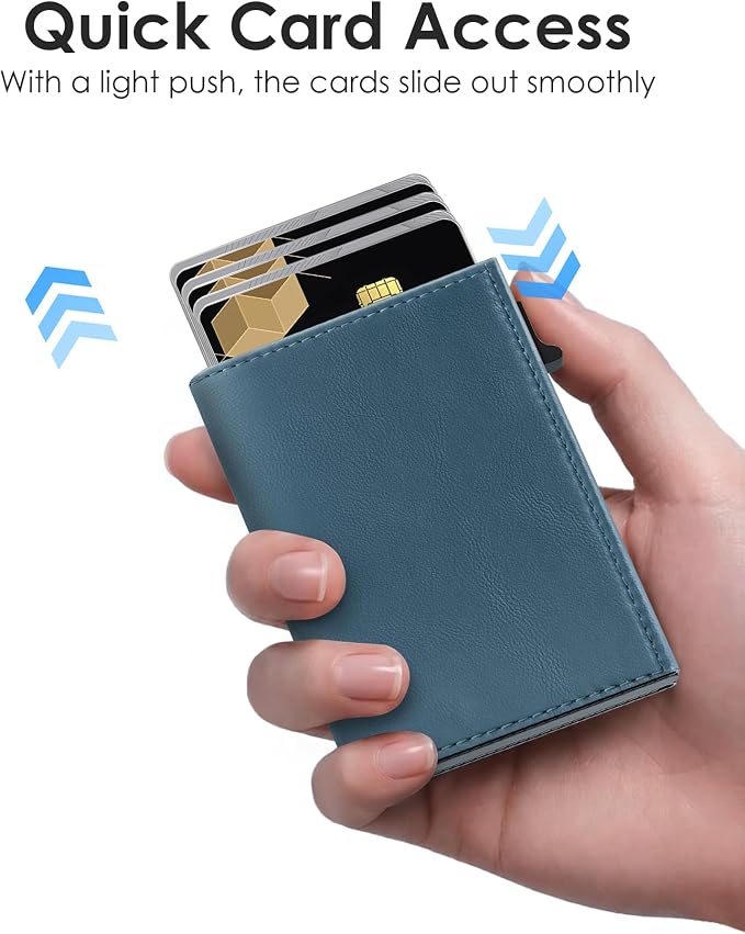 QLD RFID Wallet for Men - Smart Pop up Card Holder - Trifold, Slim, Minimalist Wallet for Front Pocket, 9-11 Cards Capacity | ID Window | Cash Slot | Magnetic Closure - Image 4