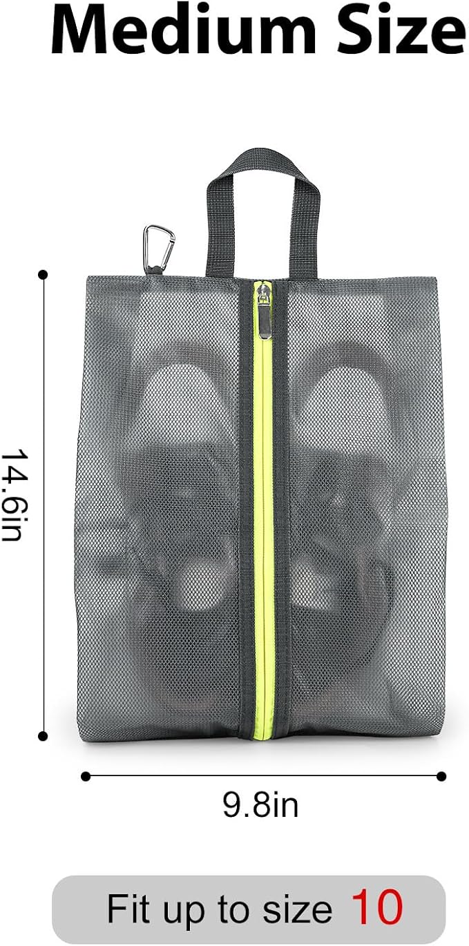 2 Pack Shoe Bags for Travel, Sneaker Bags, Waterproof Travel Shoe Bags with Zipper for Packing, Golf Shoe Dust Bags for Man and Women, Medium, Grey - Image 2