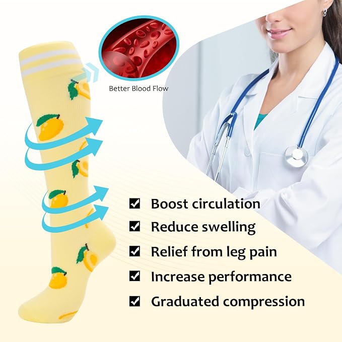 fenglaoda Compression Socks for Women Men Support Circulation 6 Pairs Socks For Nurse, Travel, Flight - Image 5
