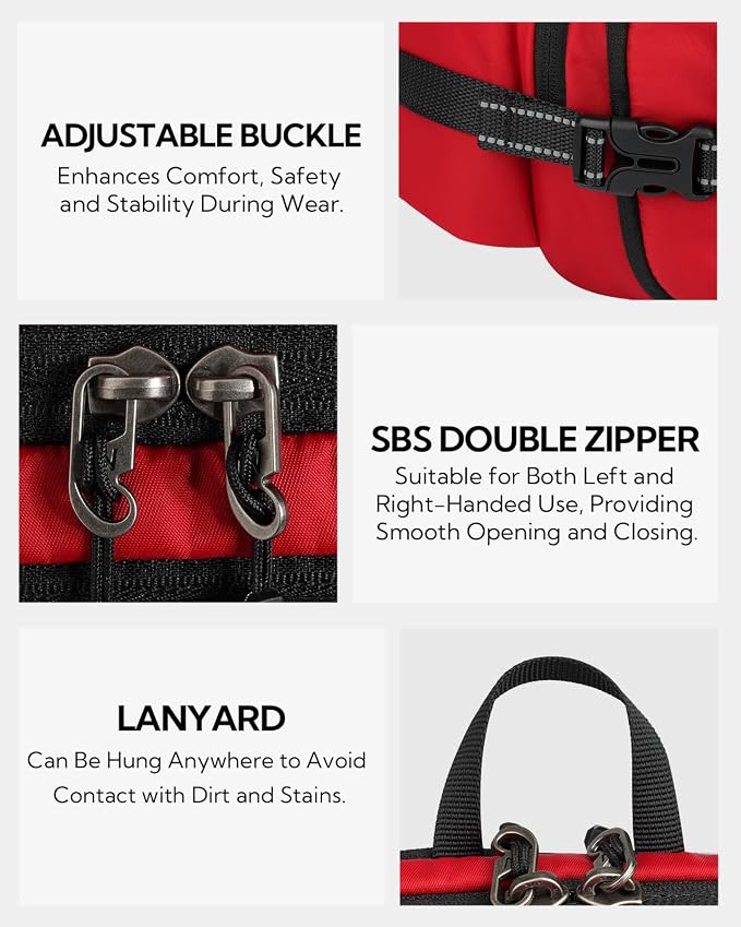 WATERFLY Fanny Pack Waist Bag: 3L Large RFID Anti-Theft for Travel | 180-Degree Opening Design, 5 Pockets, Nylon, Reflective Webbing, Adjustable Buckles, Hiking Daily Use, Women Men - Image 5