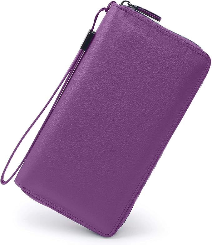 Bveyzi Women RFID Blocking Wallet Leather Zip Around Phone Clutch Large Capacity Ladies Travel Purse Wristlet - Image 4
