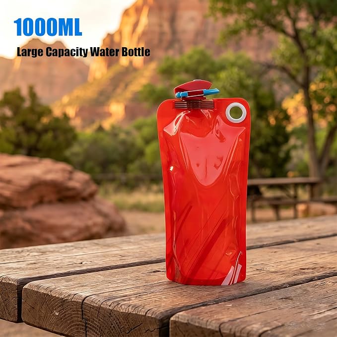 4 Pack Collapsible Water Bottles for Travel – 34oz Foldable Leakproof Water Bottle with Carabiner, Portable Reusable BPA-Free Water Bottle for Hiking,Sports,Camping,Biking - Image 7