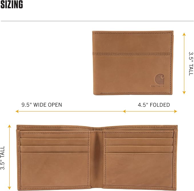 Carhartt Men’s Full Grain Saddle Leather Wallets, RFID Blocking Bifold, Trifold, and Front Pocket Options, Gifts for Men - Image 5