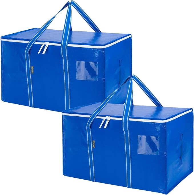 BALEINE 2-Pack Oversized Moving Bags with Reinforced Handles, Heavy-Duty Storage Tote for Clothes, Moving Supplies (Royal Blue, 2-Pack) by BALEINE