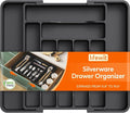 Lifewit Expandable Silverware Drawer Organizer, Kitchen Utensil Tray | BPA-free Plastic Flatware Cutlery Holder, Space-Saving Storage for Spoons Forks Knives, 11.8-19.6 x 15“, Black by Lifewit
