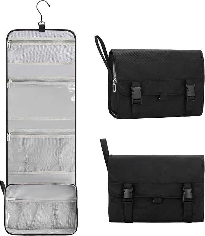 Relavel Travel Hanging Toiletry Bag for Men Women Travel Kit Shaving Bag | Waterproof Large Makeup Bag Wash Bag Makeup Organizer Cosmetic Case for Bathroom Shower Black by Relavel