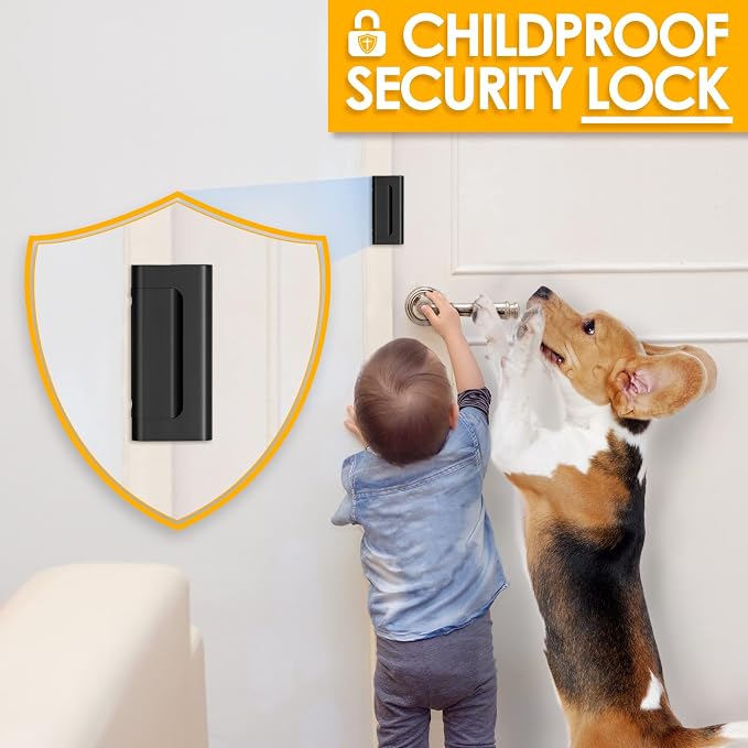 Home Security Reinforcement Lock Front Door Locks Child Safety Latch Kids | Child Proof Latch Lock Flip Door Guardian Inward Swinging Inside Door Top Lock Kids Safety No Drill Prevent Unauthorized - Image 3