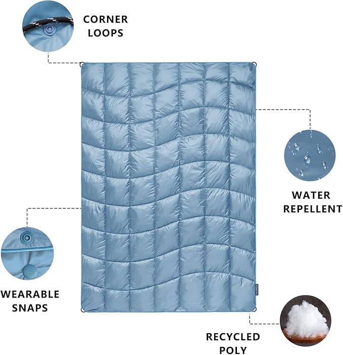 Camping Blanket, Puffy Blanket Lightweight Windproof Water Resistant for Outdoors,Hiking, Backpacking,Beach,Car,Picnic,Stadium - Image 3