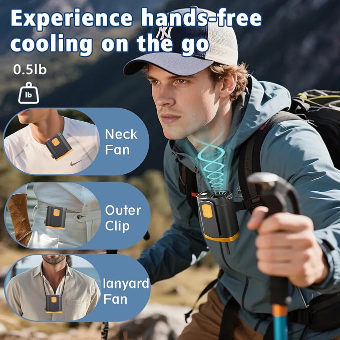 Portable Fan,Waist Clip Fan, Clip-On Personal Turbo Cooling Fan | 120-Speed Adjustable Rechargeable Clip On Waist Bladeless Fan with LED flashlight for Outdoor,Travel,Camping - Image 3