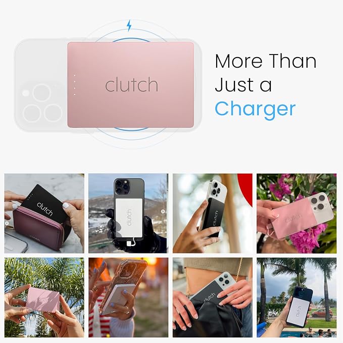 Clutch Pro – World's Thinnest Portable Charger – USB-C Power Bank 5000mAh – Magnetic Built-in Cable – TSA Approved Travel Charger – iPhone 15/16/17 & Android – Pink - Image 7