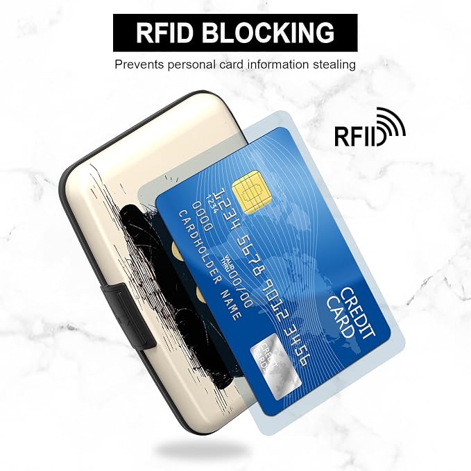 Credit Card Holder, Mini Aluminum Card Wallet RFID Blocking Slim Metal Hard Card Case for Women Men, Cat Lying Down - Image 3